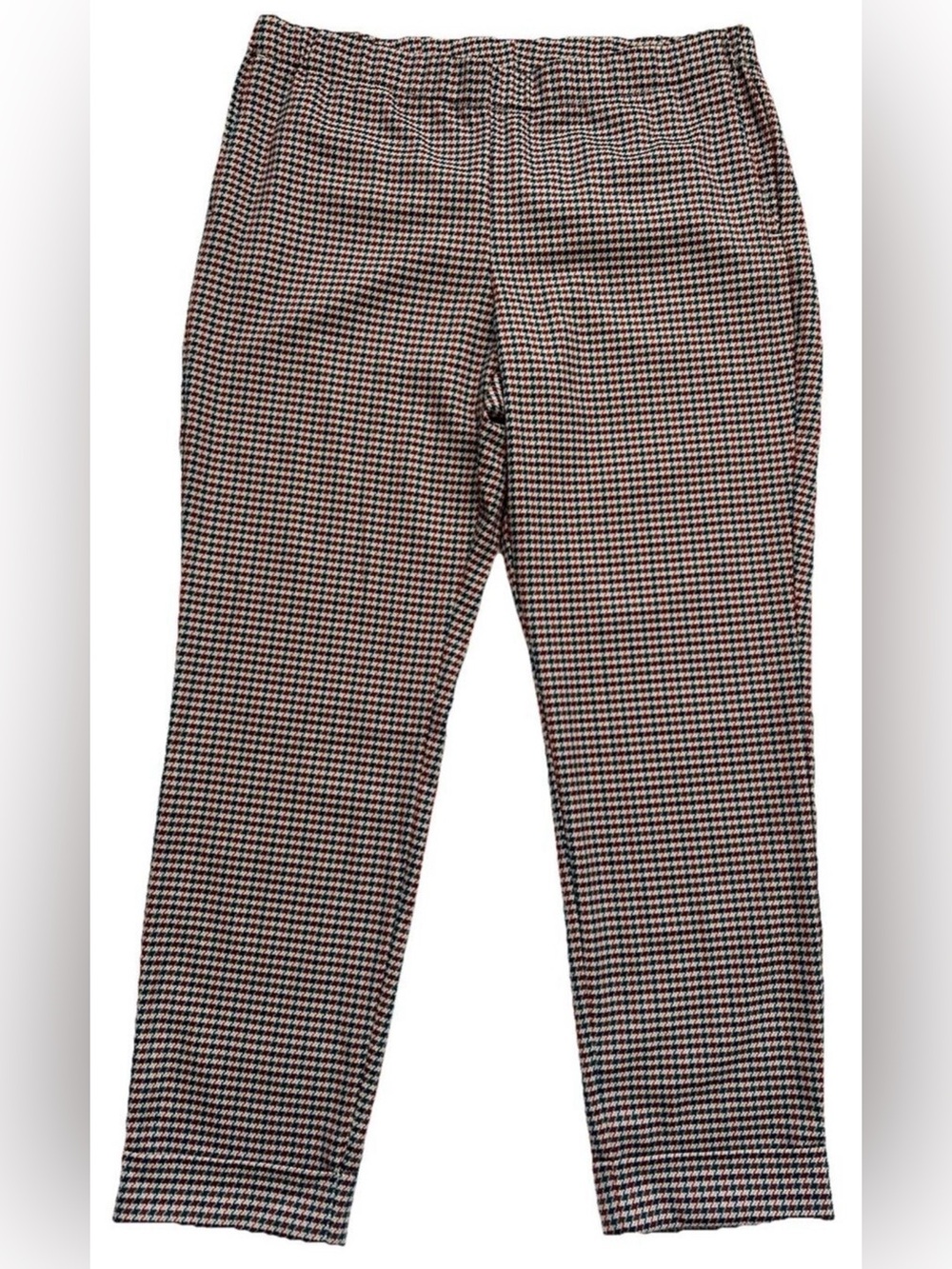 J. Jill Pull On Houndstooth Pants Womens 14 Cuffed Ankle Length Preppy Academia